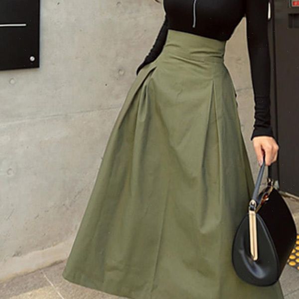 

bohemian linen womens skirt women fashion korean office ladies elegant plain bow long maxi skirts vintage ol a line green, Black