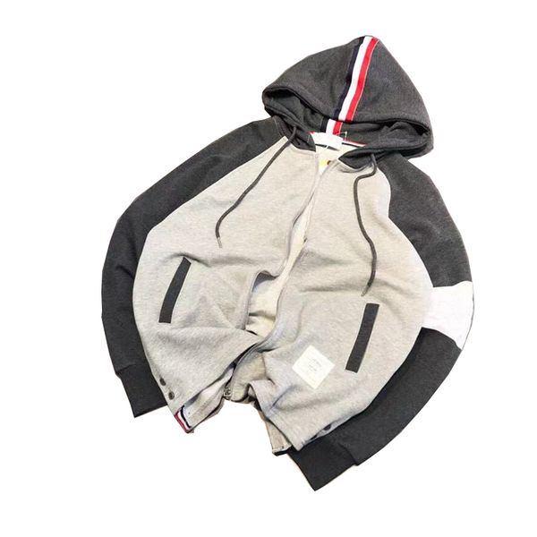 

brand hoodie fashion cardigan men's and women's same zipper long sleeve splicing jacket trend sweatshirt hip hop classic s couple, Black