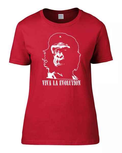 

viva la evolution- che guevara darwin parody women's t shirt, White;black