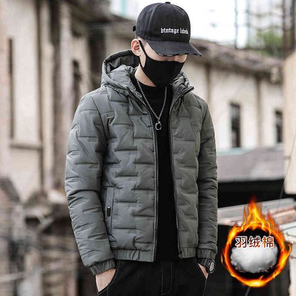 

winter men's hooded korean fashion versatile loose warm cloth thickened leisure windproof cotton padded et, Black