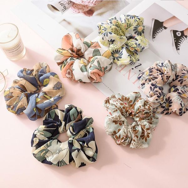 

hair accessories women elegant vintage print broadside scrunchie tie rubber bands sweet headband fashion