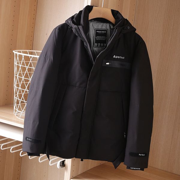 

men's winter thickened men's stand collar hooded down et youth coat 500285, Black