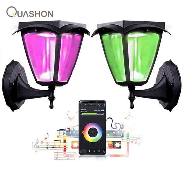 

solar lamps smart app control panel led wall lights decorative garden gate lamp villa outdoor light decor
