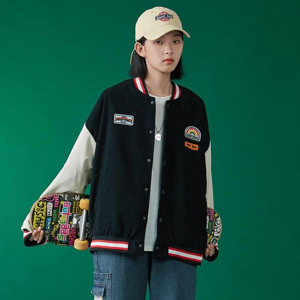 

women's jackets spring jacket tide students preppy style coat women baseball uniform loose outwear clothes 2021 harajuku, Black;brown