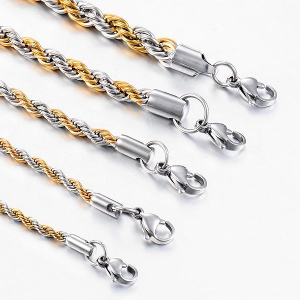 

chains selling hip-hop stainless steel rope chain fashion men and women jewelry, Silver