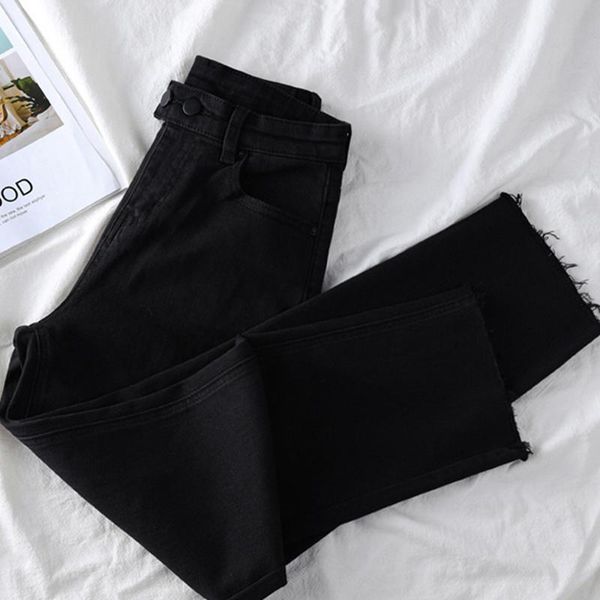 

women's jeans college students stretch high-end pants straight 2021 fashion, Blue