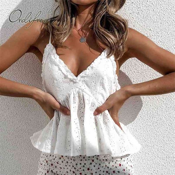 

summer women tank white lace camisole vest embroidery beach 210513