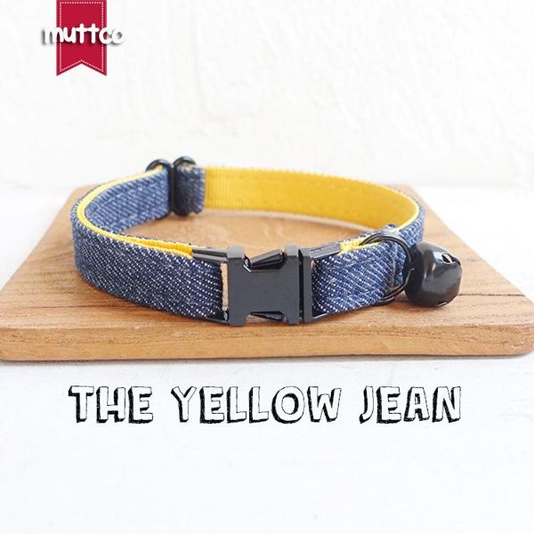 

cat collars & leads 10pcs/lot muttco retail with black metal buckle collar for the yellow jean design 2 sizes ucc037h