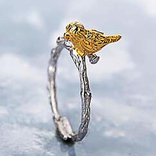 

cluster rings open ring, bird shape, silver plated, korean style, Golden;silver