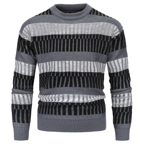 

men's sweaters fashion knitted sweater for men loose street splice stripe winter pullovers male clothes, White;black