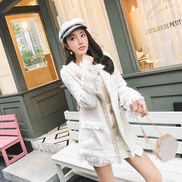 

dress wet autumn two fake vison cashmere tweed set of wool garnished pearl garnish pocket + mini plaid skirt sets, Black;gray