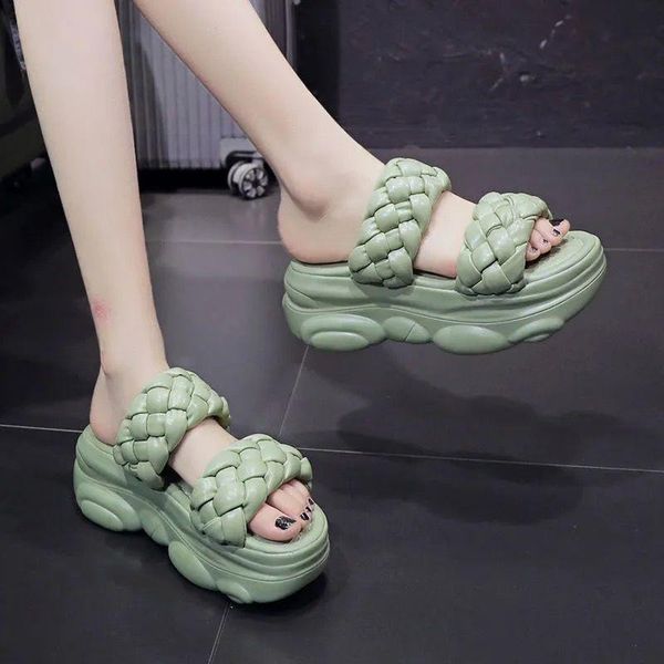 

slippers outdoor flip flops flat design 2021 summer footwear women shoes slides a489, Black