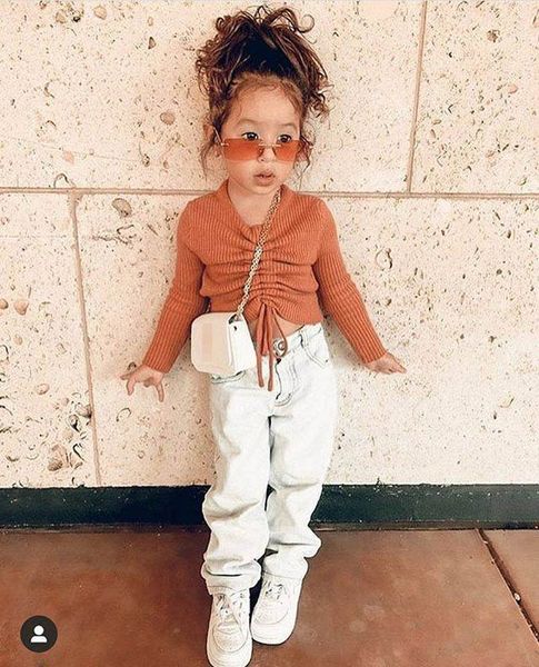 

kids clothing sets girls outfits baby clothes children wear autumn long sleeve denim pants jeans 2pcs b7599, White