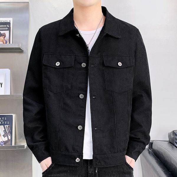 

Men's Corduroy work jacket spring and autumn denim men's thin casual, Black;brown