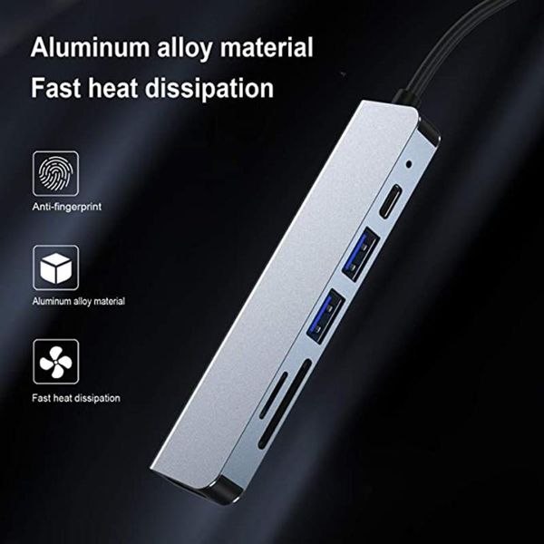

hubs 6 in 1 type c hub 3.0 to adapter 4k video usb3.0 sd/tf microsd card intelligent docking station fast charging xxuc