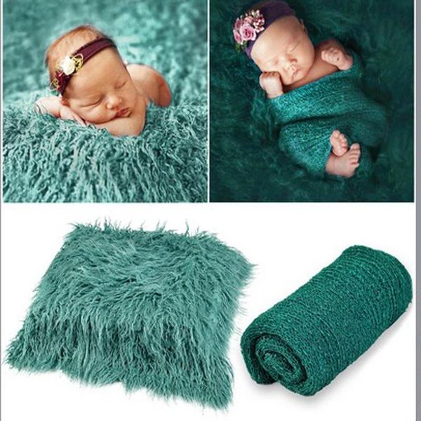 

blankets & swaddling 2pcs/set baby pography props blanket stretch knit wrap born plush po wraps shoot backdrop