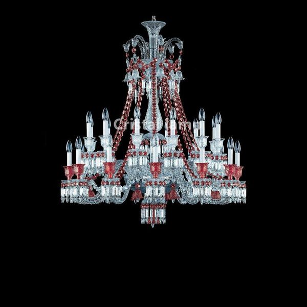 

chandeliers baccarat zenith red bells and clear crystal 24 light long for home