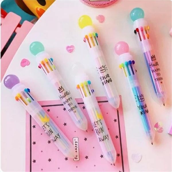 

ballpoint pens 48pcs/set japanese maiden homework pen multicolor macaron candy ball cute style, Blue;orange