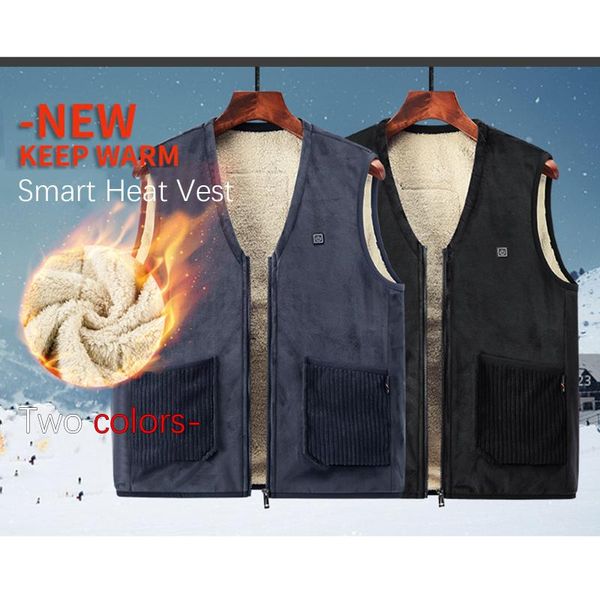 

women's vests outdoor heating vest usb charge heated coat electric carbon fiber clothes for women and men thermal, Black;white