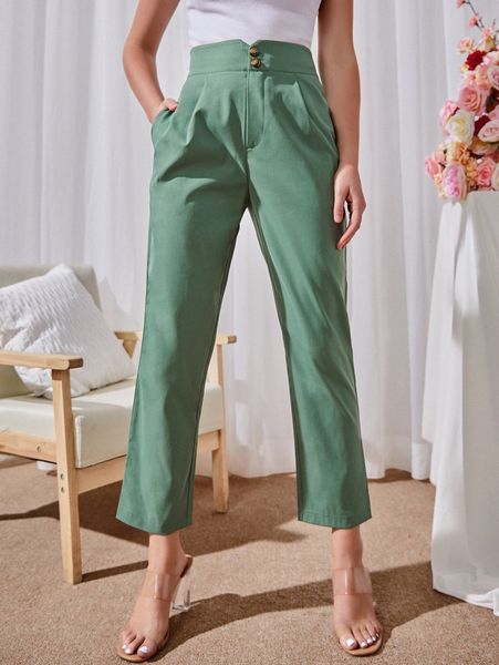 

sbetro high waist slant pocket straight leg pants u6zj#, Black;white