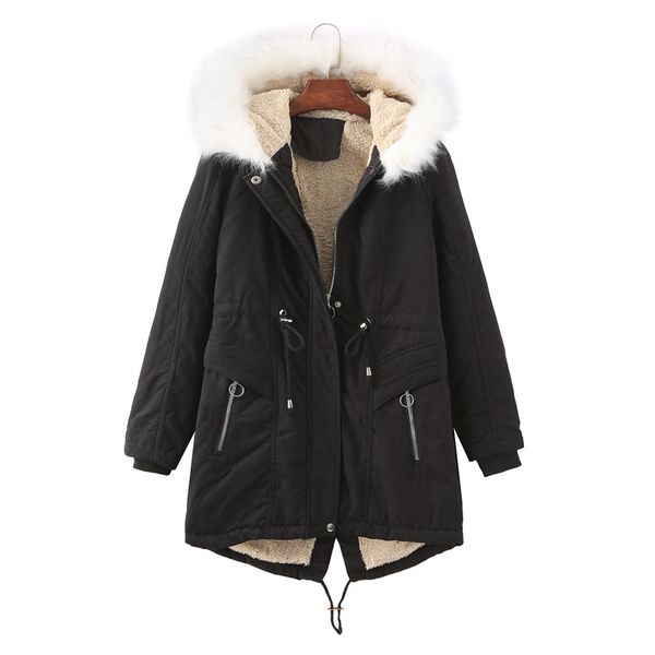 

women's down jacket daily work clothes outdoor autumn and winter long hooded hairy slim and flowing long sleeves solid color fur with p, Black