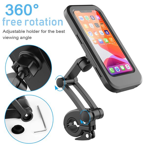 Bicycle Mobile Phone Supporto da asporto Ciclista Manubrio impermeabile Borsa manubrio a 360 gradi Rotativa Risolubile Stand magnetico all-inclusive H-Best