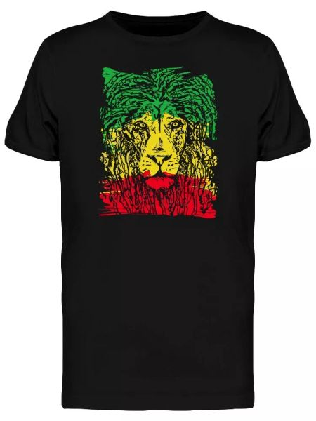 

rasta flag lion head graphic tee men's -image by shutterstock, White;black