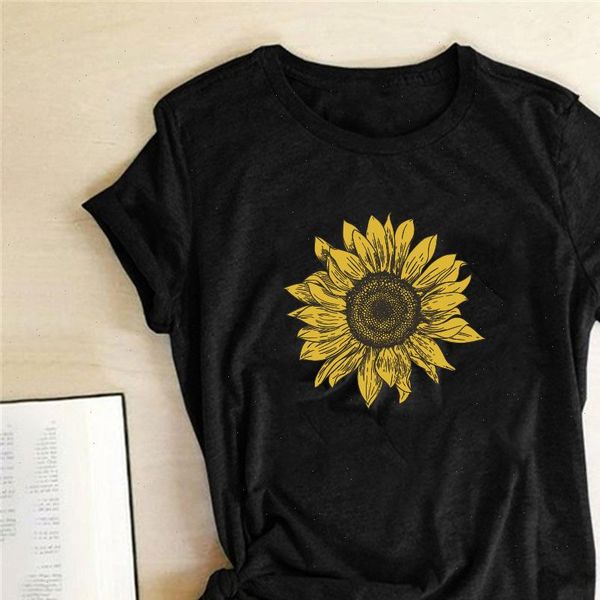 

aesthetics sunflower women t shirt printing shirts summer graphic tee short sleeve casual camisetas mujer verano, White