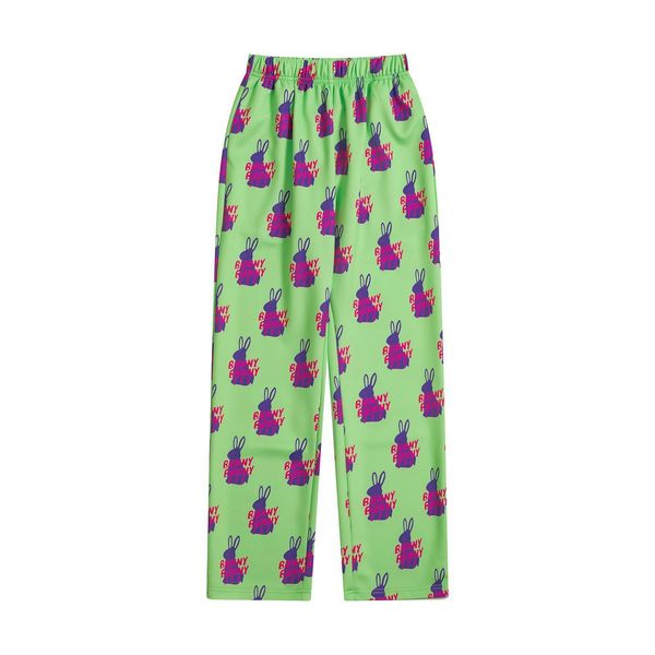 

caprits full length street women pant style harajuku design purple bunny print straight fashion loose high waist trousers, Black;white