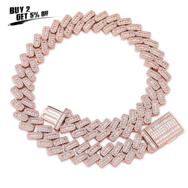 

chains 2021 20mm miami square buckle cuban necklace out cz zircon chain hip hop jewelry men's gift, Silver
