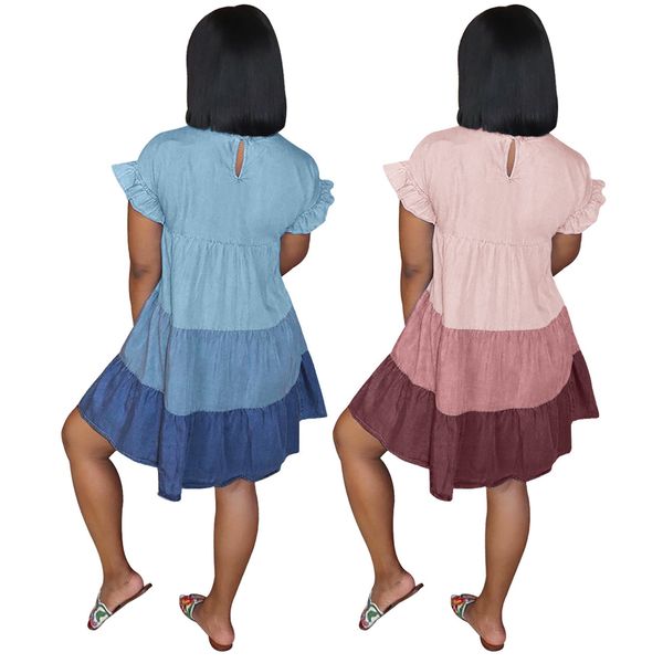 

summer women's ruffles short sleeves a-line multi-layer y hem cute casual es with contrast color club wear, White;black
