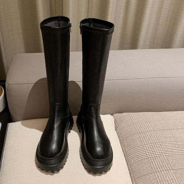 

dress shoes fashion women boots winter heels quality long, Black