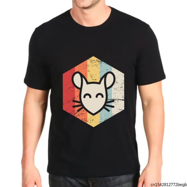 

men's t-shirts retro 70s mouse cute t shirt, White;black