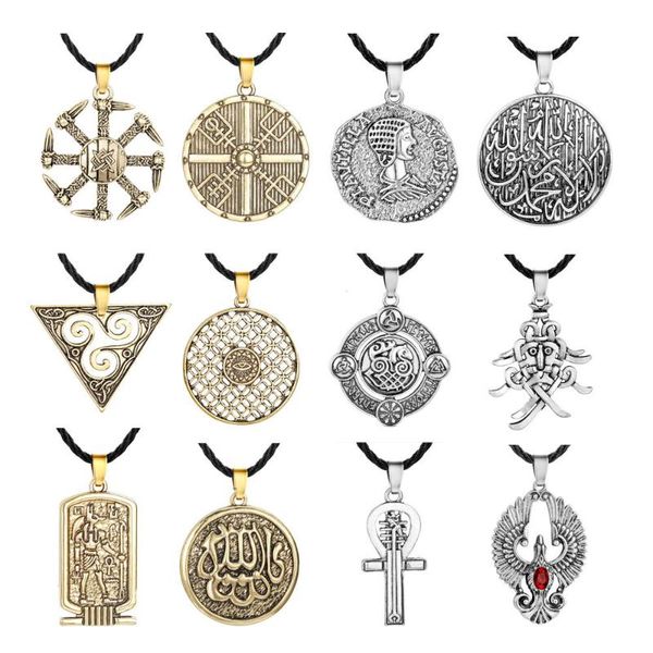 

pendant necklaces multiple gothic viking necklace talisman pagan religious men slavic women steampunk jewelry tibetan amulet, Silver