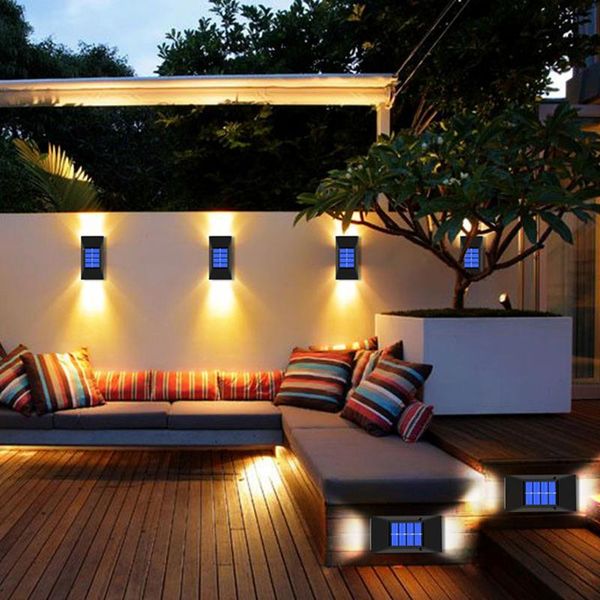 

solar lamps wall light led garden lamp decorative fence outdoor waterproof powered retro pane yard street lighting