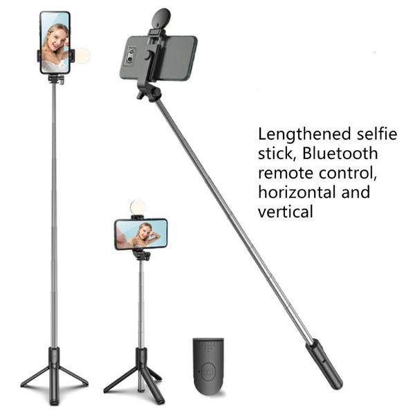 

selfie monopods stick handheld tripod,extendable monopod with remote control fill light horizontal &vertical rotation phone holder