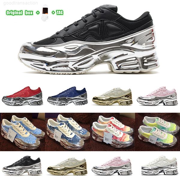 

[original box+socks+tag] sneaekers raf simons casual shoes oversized sneaker ozweego shoe men women in silver metallic effect sole rs sport