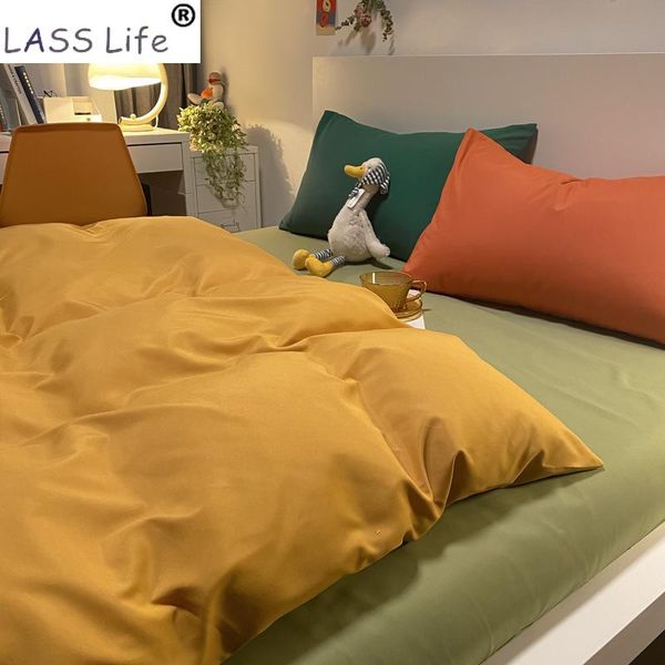 

bedding sets solid color brushed mattress duvet cover set bed linen quilt sheet pillow shams  king bedclothes