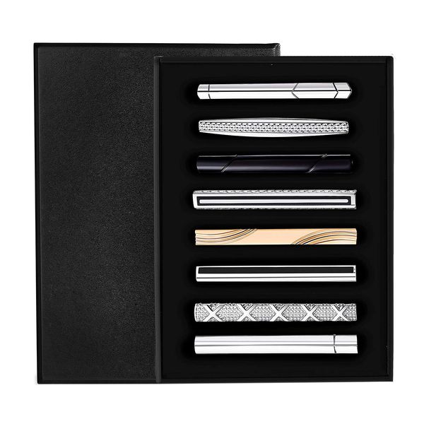

8 piece men's tie clip regular tie tie wedding social party business contact clothing wear jewelry, Silver