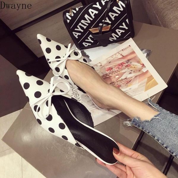 

slippers bow head half women fashion wave point stiletto muller sandals, Black