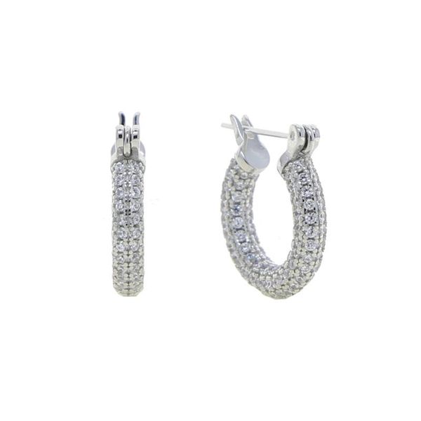 

hoop & huggie bling 5a cubic zirconia cz earring for women small sized sparking fashion full iced out round copper jewelry, Golden;silver