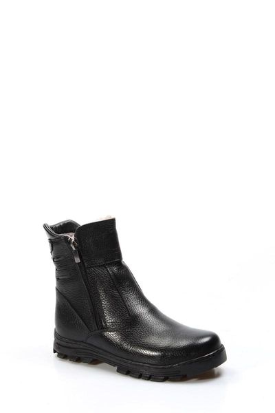 

boots kid' boys children black genuine leather furry classic, Black;grey