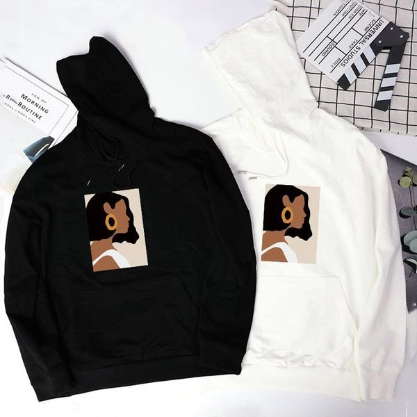 

women's hoodies & sweatshirts women character printing harajuku autumn winter tin hooded female 95% cotton clothes fashion casual, Black