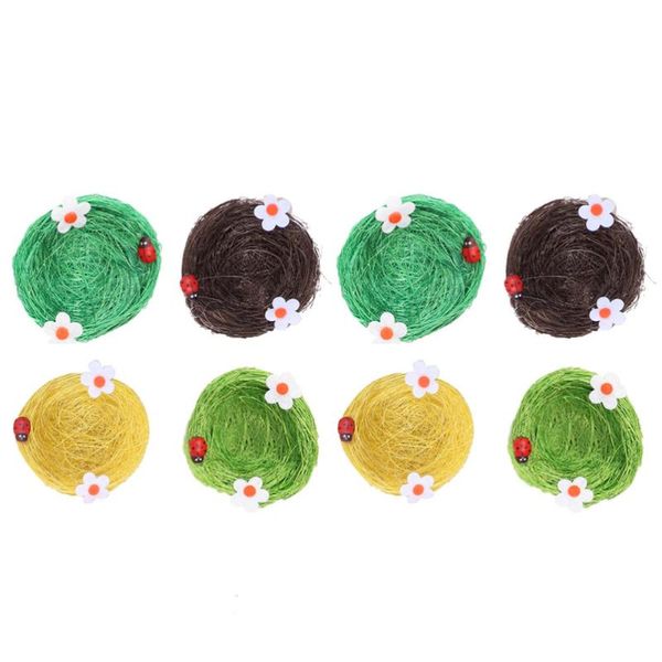 

8pcs easter bird nest creative house imitation home woven craft cages