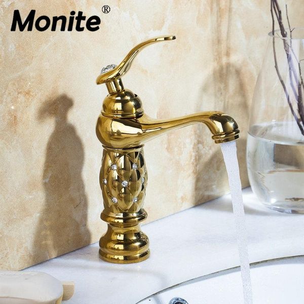 

bathroom sink faucets monite luxury golden plated faucet wash basin diamond polish deck mounted 12 choices mixer tap