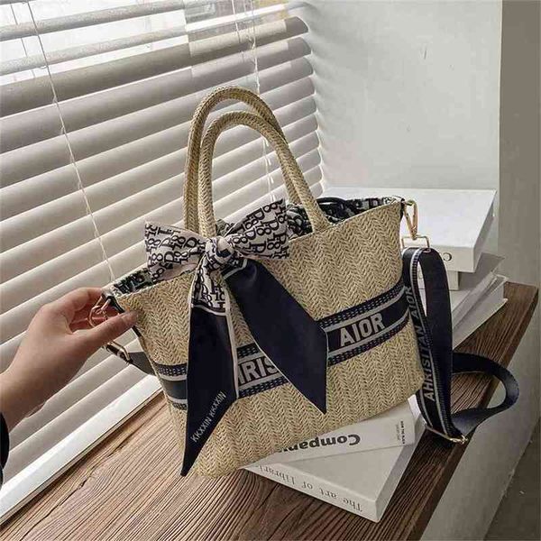 

woven bag women's new embroidery one shoulder cross carry large capacity hand straw