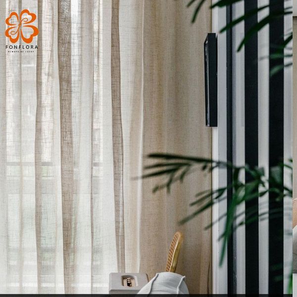

japan style linen sheer curtains for living room window tulle curtain bedroom thick voile plaid drapes blinds custom panel