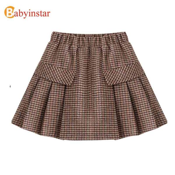 

babyinstar new kids skirts for girls baby plaid printed skirts toddler children autumn and winter outfit fashion style skirts 210331, Blue