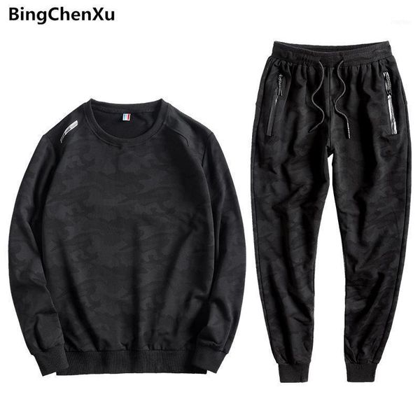 

men's pullover tracksuit mens 2 piece sets sweatshirt+pants 2021 casual male sportswear jogger sweatpants set plus size 10xl1, Gray