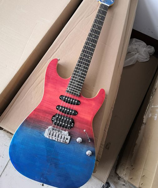 

6 strings colorful electric guitar with flame maple veneer,abalone inlay